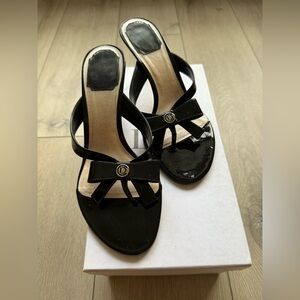 Dior Black Patent Leather Bow Heels. Size 37